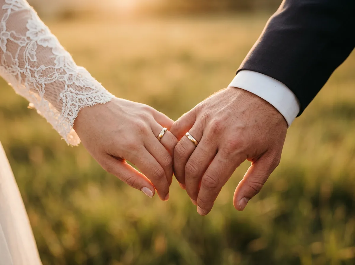 Two hands gently holding each other in warm afternoon light